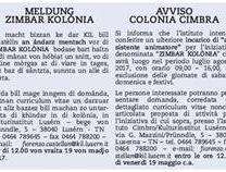 MELDUNG - ZIMBAR KOLÒNIA / AVVISO - COLONIA CIMBRA